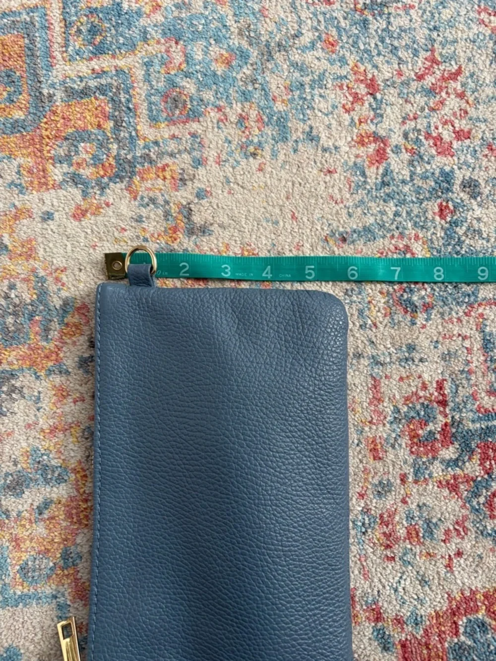 Light blue pebbled leather clutch/wristlet/crossbody